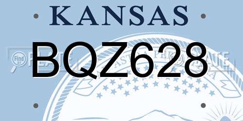 BQZ628 Kansas License Plate