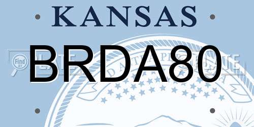 BRDA80 Kansas License Plate