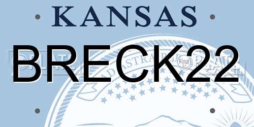 BRECK22 Kansas License Plate