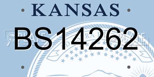 BS14262 Kansas License Plate