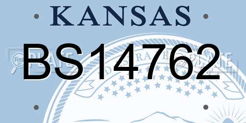 BS14762 Kansas License Plate