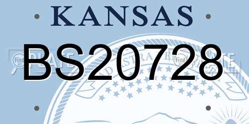BS20728 Kansas License Plate