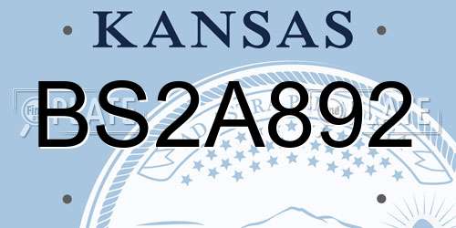 BS2A892 Kansas License Plate
