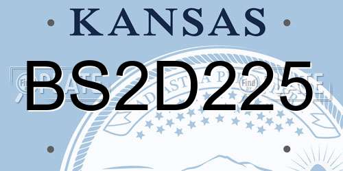 BS2D225 Kansas License Plate