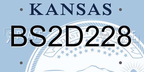 BS2D228 Kansas License Plate