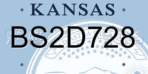 BS2D728 Kansas License Plate