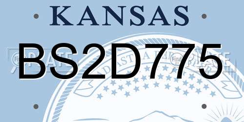 BS2D775 Kansas License Plate