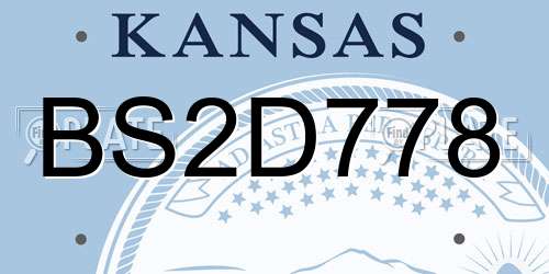 BS2D778 Kansas License Plate