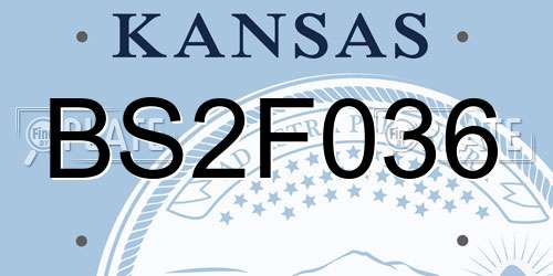 BS2F036 Kansas License Plate