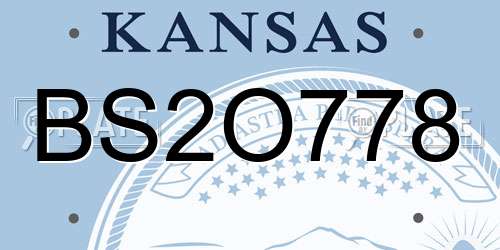 BS2O778 Kansas License Plate
