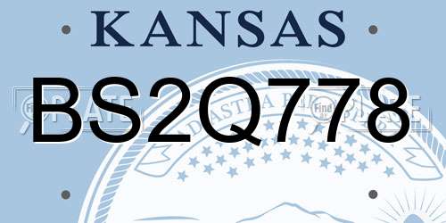 BS2Q778 Kansas License Plate