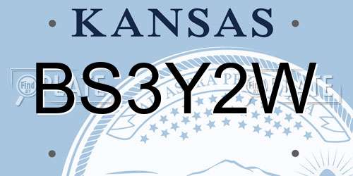 BS3Y2W Kansas License Plate