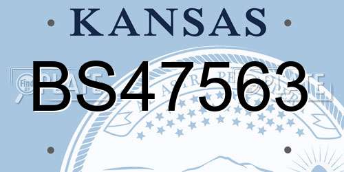 BS47563 Kansas License Plate