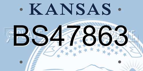 BS47863 Kansas License Plate