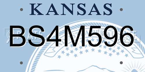 BS4M596 Kansas License Plate