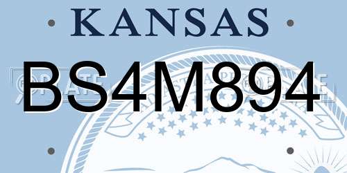 BS4M894 Kansas License Plate