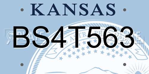 BS4T563 Kansas License Plate