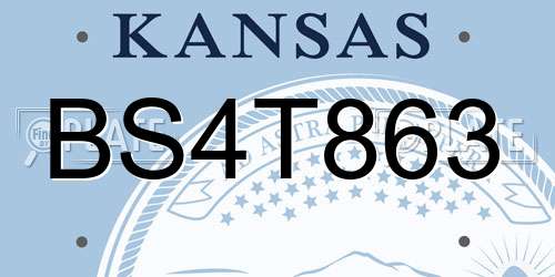 BS4T863 Kansas License Plate