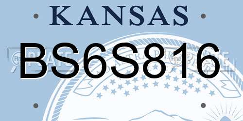 BS6S816 Kansas License Plate