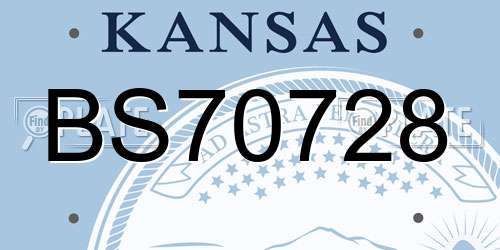 BS70728 Kansas License Plate