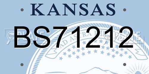 BS71212 Kansas License Plate