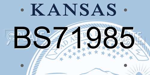 BS71985 Kansas License Plate