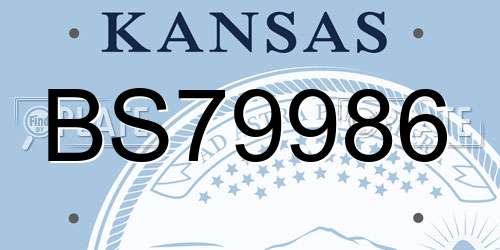BS79986 Kansas License Plate