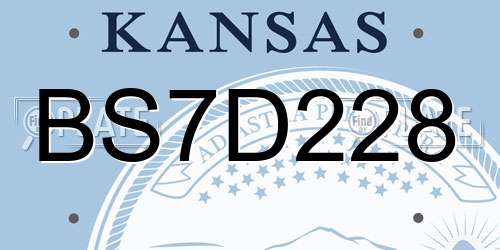 BS7D228 Kansas License Plate