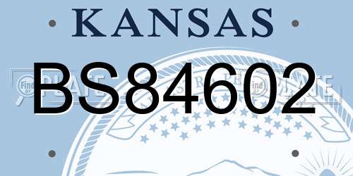 BS84602 Kansas License Plate