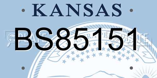 BS85151 Kansas License Plate