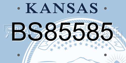 BS85585 Kansas License Plate