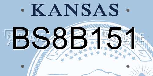 BS8B151 Kansas License Plate