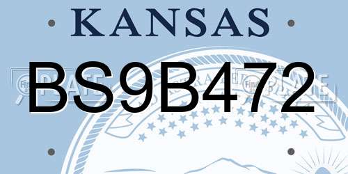 BS9B472 Kansas License Plate