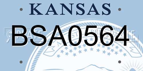 BSA0564 Kansas License Plate