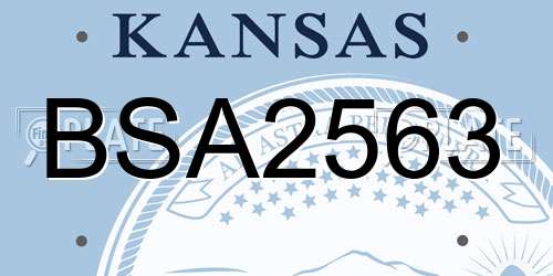 BSA2563 Kansas License Plate