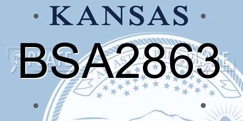 BSA2863 Kansas License Plate