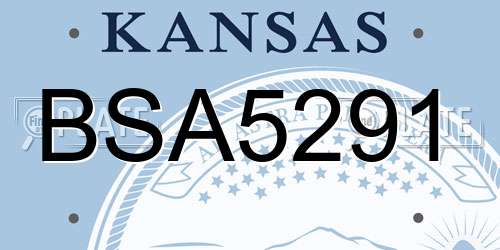 BSA5291 Kansas License Plate