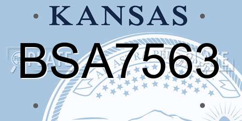 BSA7563 Kansas License Plate