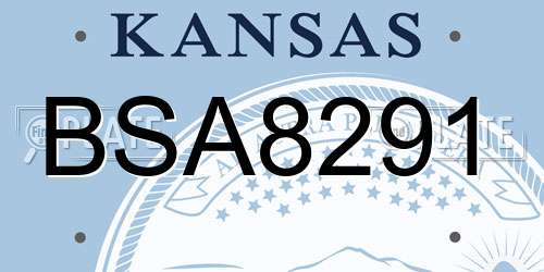 BSA8291 Kansas License Plate