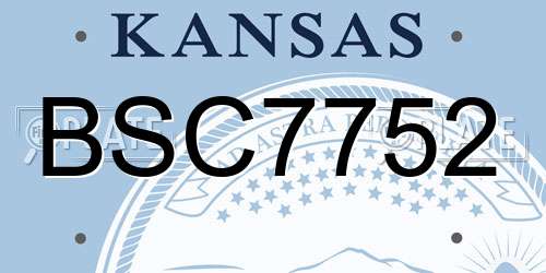 BSC7752 Kansas License Plate