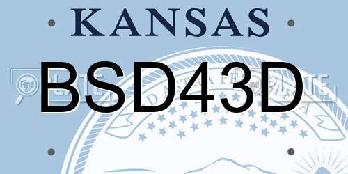 BSD43D Kansas License Plate