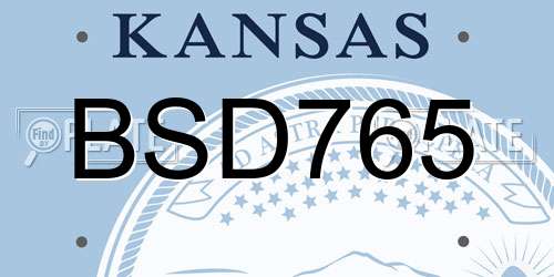 BSD765 Kansas License Plate