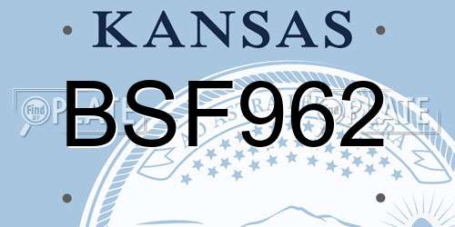 BSF962 Kansas License Plate