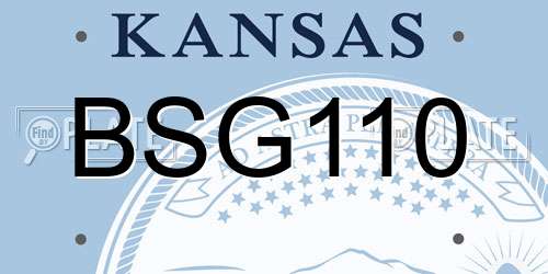 BSG110 Kansas License Plate