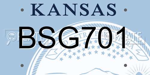 BSG701 Kansas License Plate