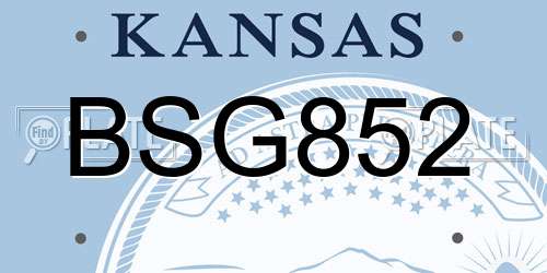 BSG852 Kansas License Plate