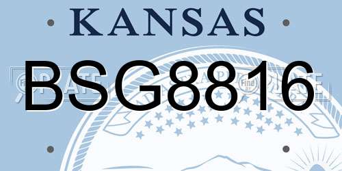 BSG8816 Kansas License Plate