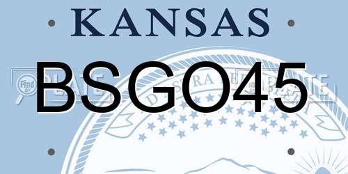 BSGO45 Kansas License Plate