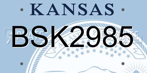 BSK2985 Kansas License Plate