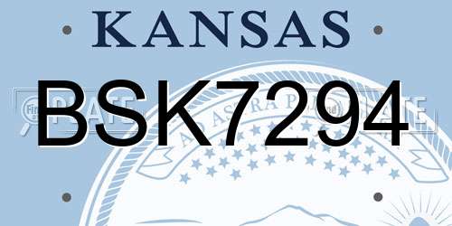 BSK7294 Kansas License Plate
